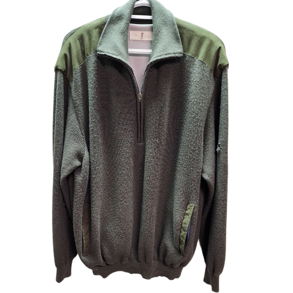 Harry Vandon men's lined half zip green sweater